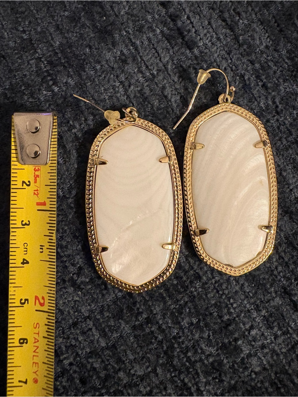 Kendra Scott Gold-Trim White Oval Drop Earrings